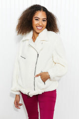 Davi & Dani Come a Little Closer Full Size Faux Fur Jacket - Trendsi