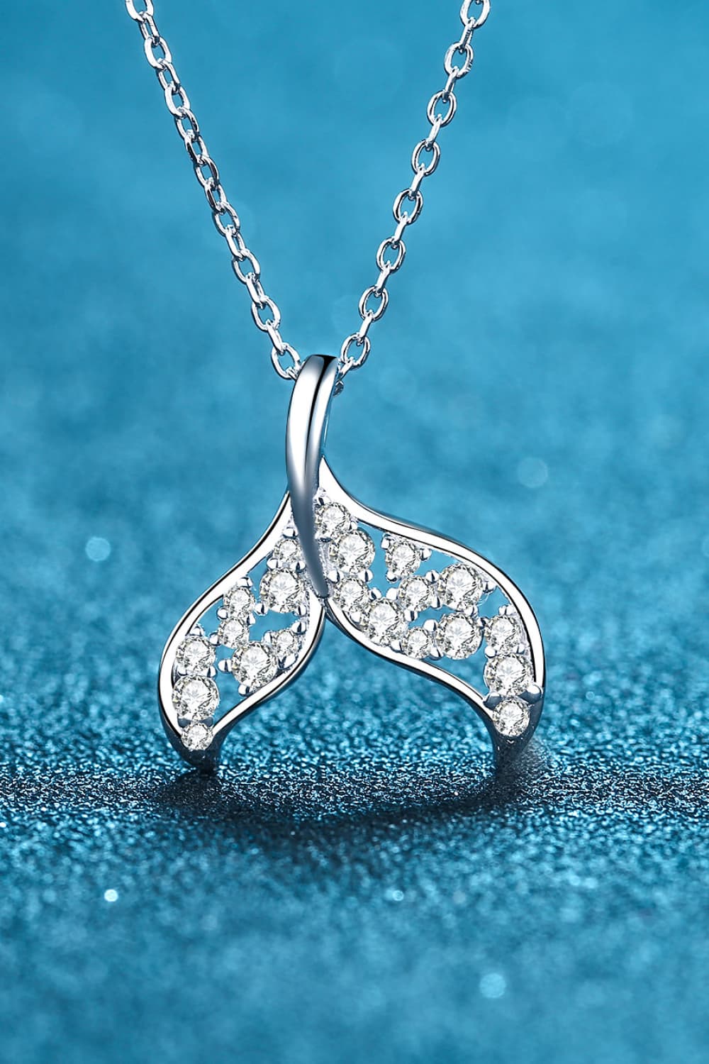 Moissanite Fishtail Pendant 925 Sterling Silver Necklace - Flyclothing LLC