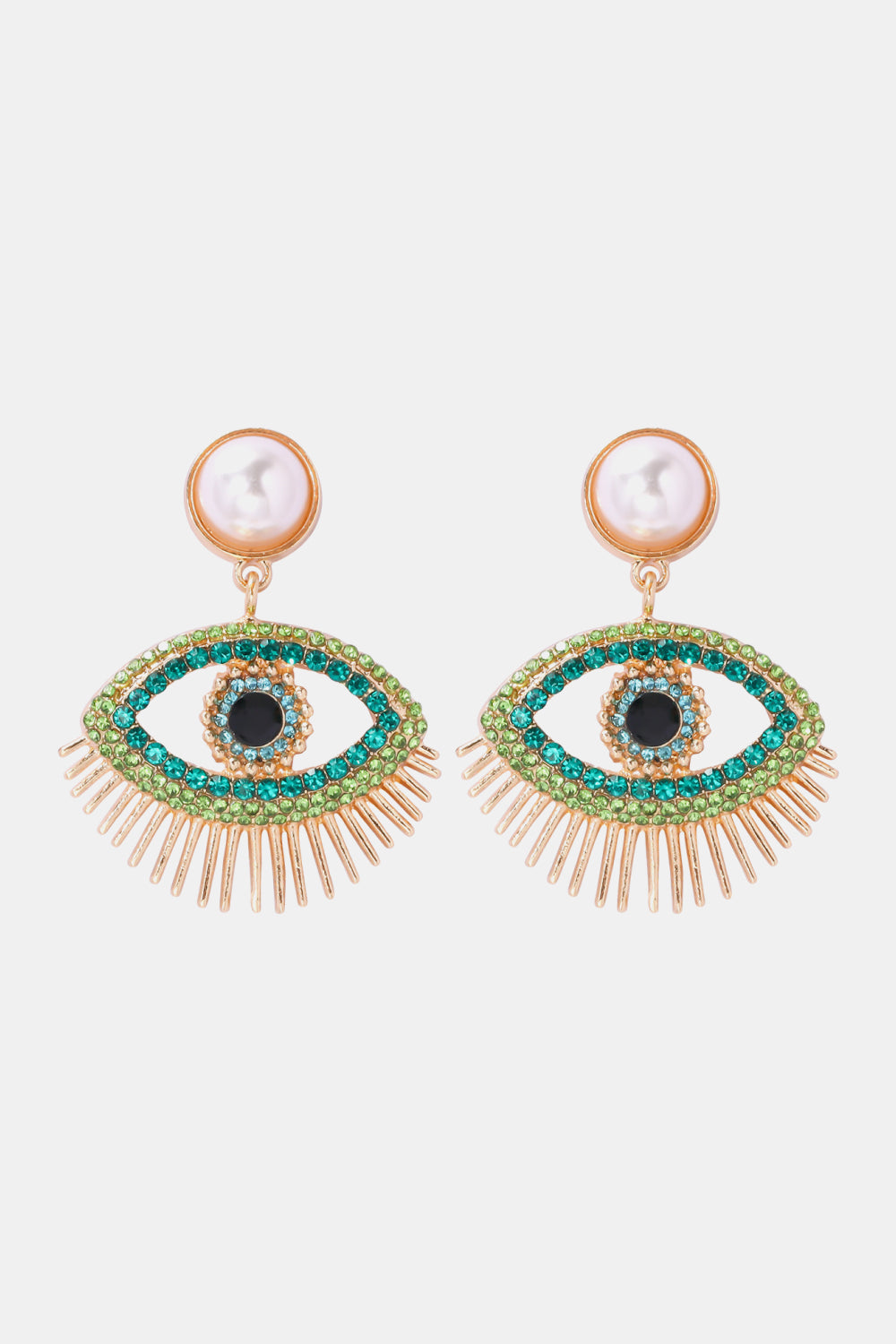 Evil Eye Shape Rhinestone Zinc Alloy Synthetic Dangle Earrings - Flyclothing LLC