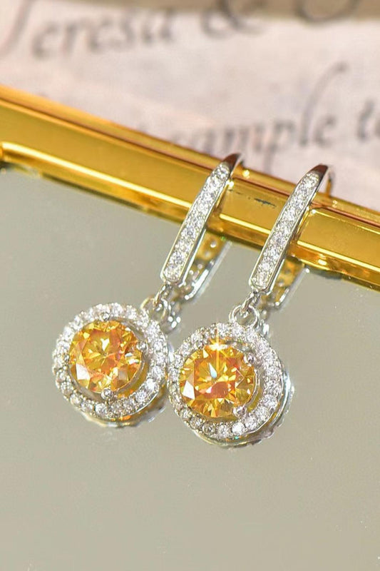 18K Platinum-Plated Moissanite Drop Earrings - Flyclothing LLC