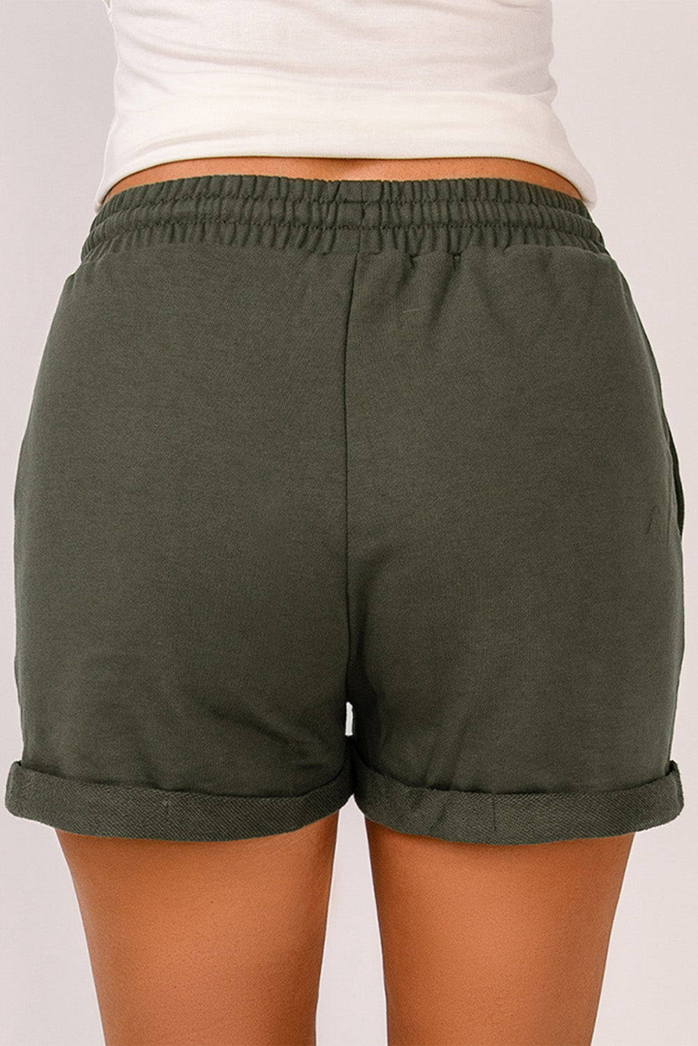 Drawstring Waist Cuffed Shorts - Flyclothing LLC