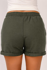 Drawstring Waist Cuffed Shorts - Flyclothing LLC