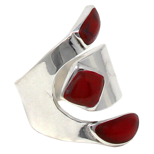 Wide Red Jasper and Silver Ring - Size 8 - Flyclothing LLC