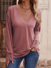 V-Neck Long Sleeve Top - Flyclothing LLC