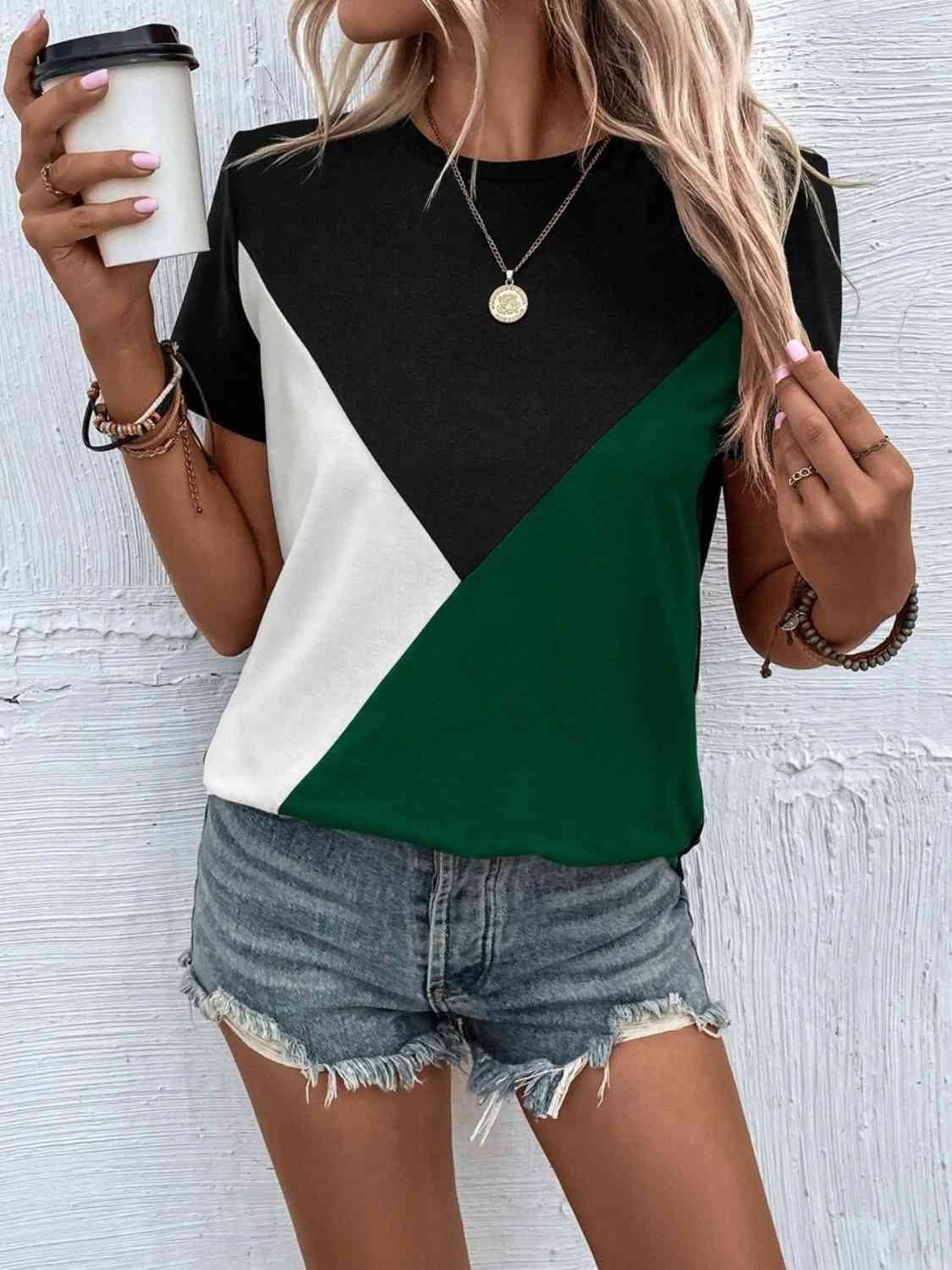 Color Block T-Shirt - Trendsi