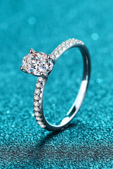 925 Sterling Silver Inlaid 1 Carat Moissanite Ring - Trendsi