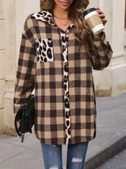 Plaid Button Up Dropped Shoulder Jacket - Flyclothing LLC