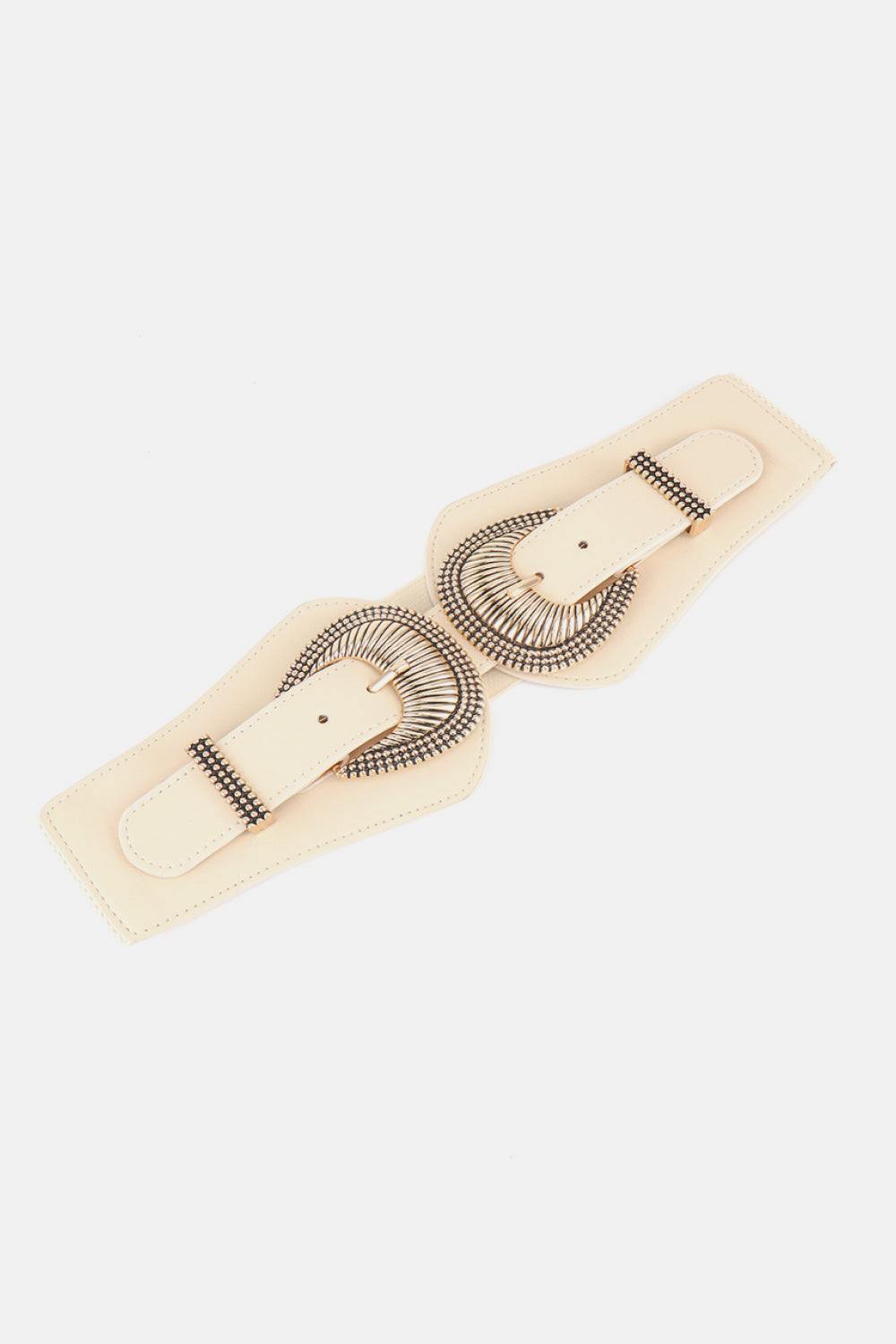 Shell Double Buckle Elastic Wide Belt - Flyclothing LLC