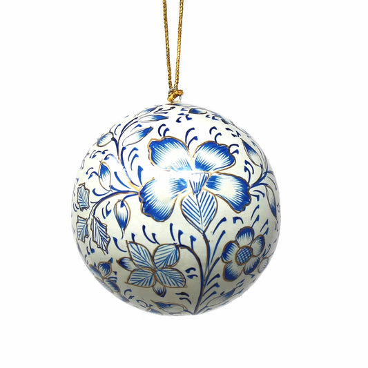 Handpainted Ornaments, Blue Floral - Pack of 3 - Flyclothing LLC