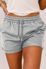 Drawstring Waist Cuffed Shorts - Flyclothing LLC