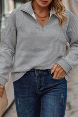 Plus Size Quarter Zip Long Sleeve T-Shirt - Flyclothing LLC