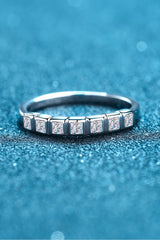 Moissanite Rhodium-Plated Half-Eternity Ring - Flyclothing LLC