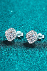 925 Sterling Silver Inlaid 2 Carat Moissanite Square Stud Earrings - Trendsi