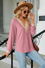 V-Neck Long Sleeve Blouse - Flyclothing LLC