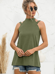 Cutout Mock Neck Tank - Flyclothing LLC