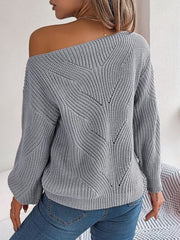 Openwork Long Sleeve Sweater - Flyclothing LLC