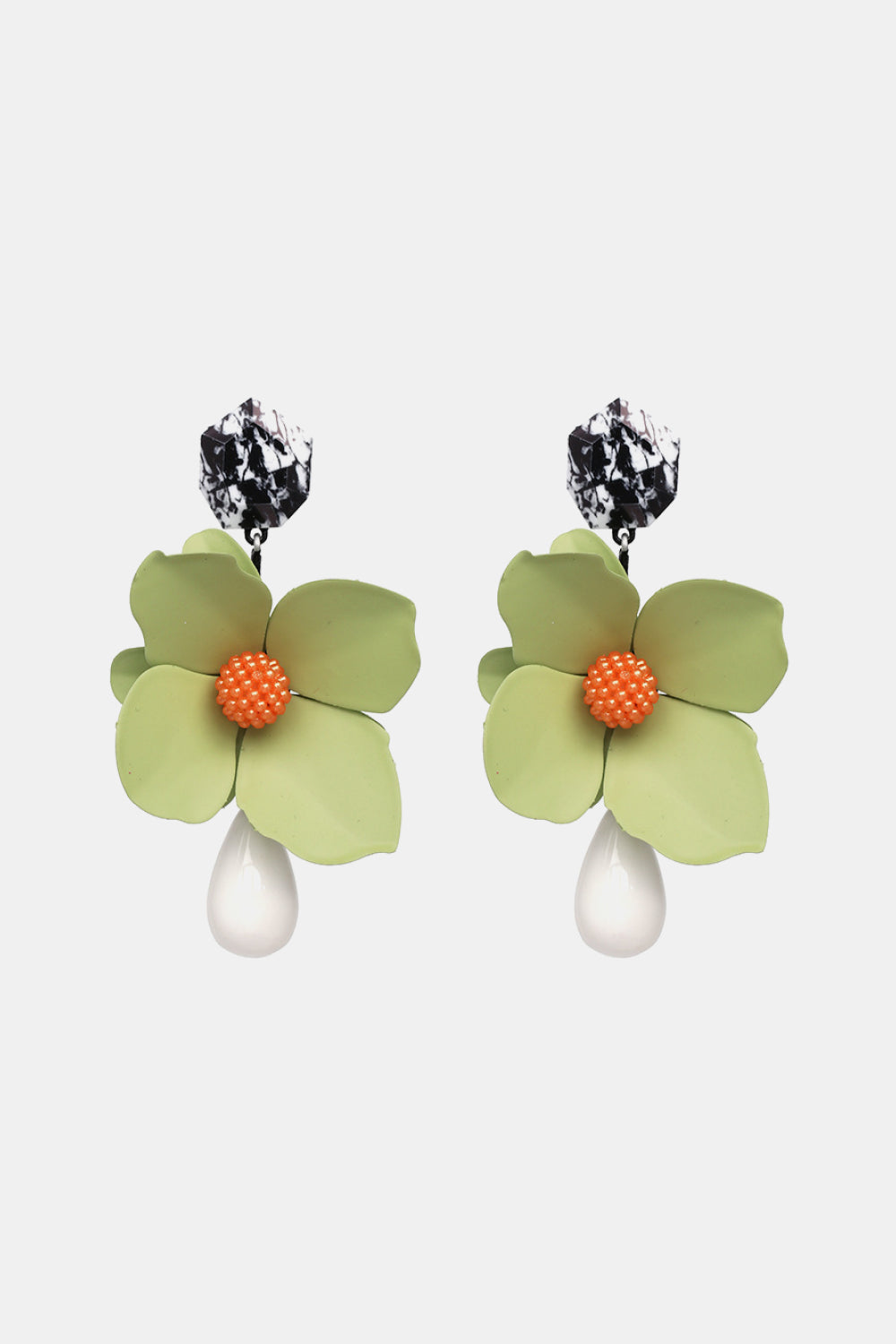 Bloosm Flower and Teardrop Resin Dangle Earrings - Flyclothing LLC