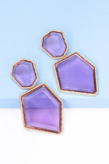 Geometrical Shape Zinc Alloy Frame Resin Dangle Earrings - Flyclothing LLC