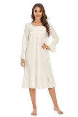 Flounce Sleeve Ruffle Hem Night Dress - Flyclothing LLC