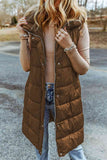 Longline Hooded Sleeveless Puffer Vest - Flyclothing LLC