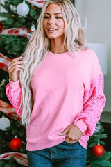 Sequin Round Neck Dropped Shoulder Sweatshirt - Flyclothing LLC