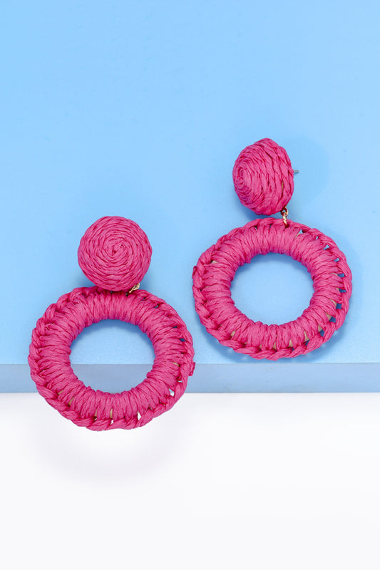 Round Shape Raffia Grass Dangle Earrings - Flyclothing LLC