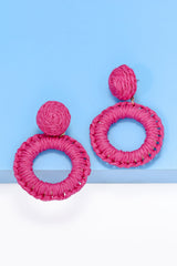 Round Shape Raffia Grass Dangle Earrings - Flyclothing LLC