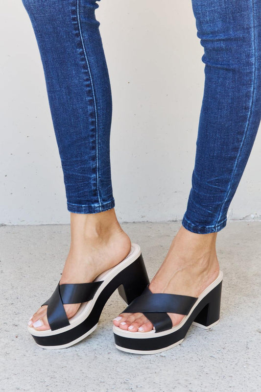 Weeboo Cherish The Moments Contrast Platform Sandals in Black - Flyclothing LLC