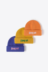 COME ON Embroidered Cuff Knit Beanie - Flyclothing LLC