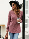 Ribbed Surplice Long Sleeve T-Shirt - Flyclothing LLC