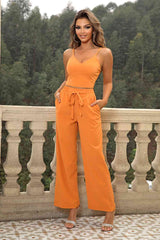 Cami and Tied Straight Leg Pants Set - Trendsi