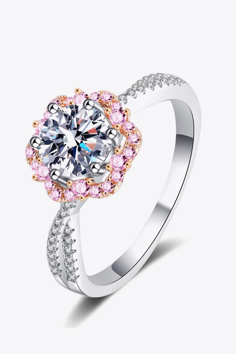 1 Carat Moissanite Flower-Shaped Crisscross Ring - Flyclothing LLC