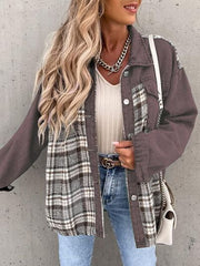 Plaid Button Up Dropped Shoulder Jacket - Flyclothing LLC