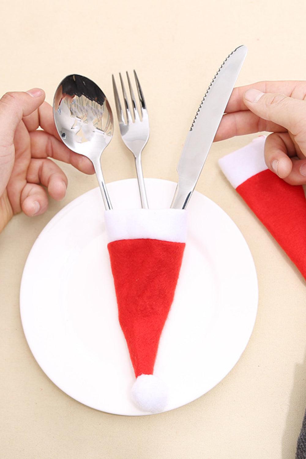 10-Pack Christmas Hat Shaped Cutlery Covers - Flyclothing LLC