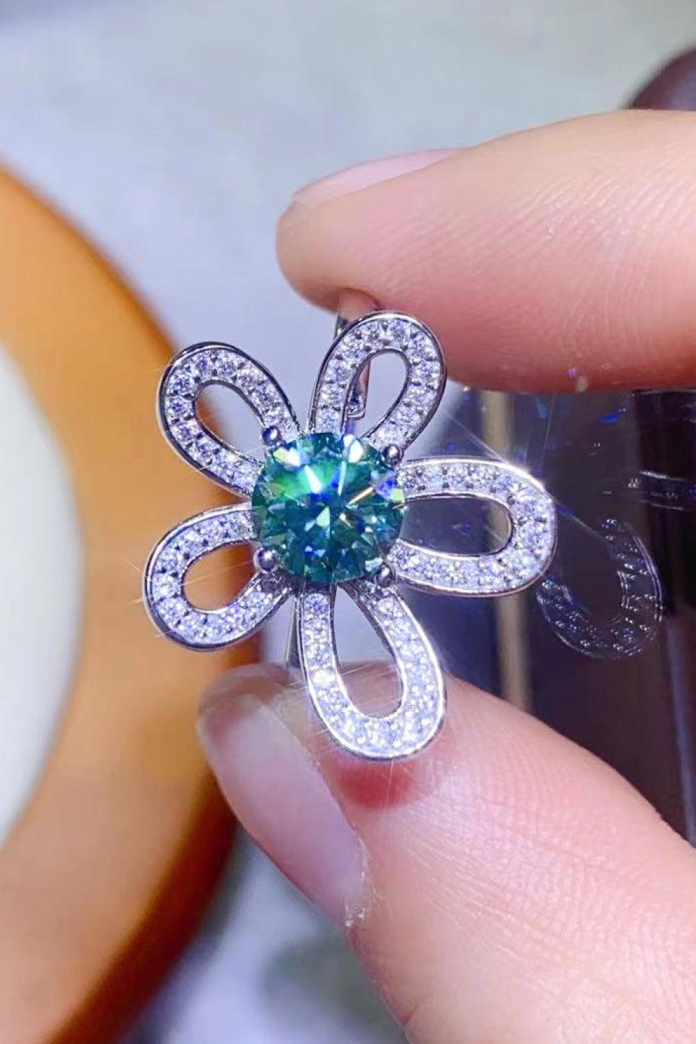 1 Carat Moissanite Flower Shape Open Ring - Flyclothing LLC