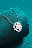 Moissanite Pearl Rhodium-Plated Necklace - Flyclothing LLC