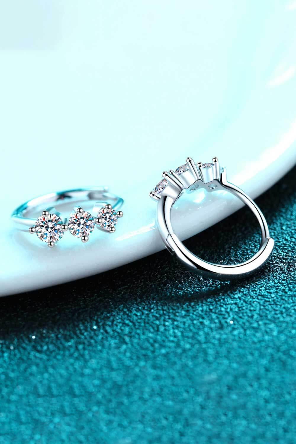 Sterling Silver Moissanite Huggie Earrings - Flyclothing LLC