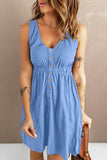 Sleeveless Button Down Mini Dress - Flyclothing LLC