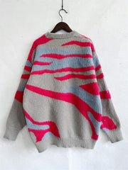 Color Block Round Neck Sweater - Trendsi