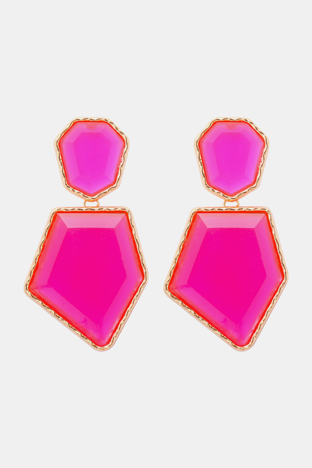 Geometrical Shape Zinc Alloy Frame Resin Dangle Earrings - Flyclothing LLC