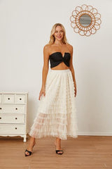 Ruched High Waist Tiered Skirt - Flyclothing LLC