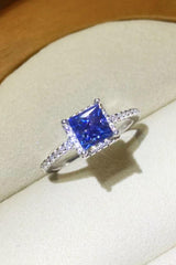 1 Carat Moissanite 925 Sterling Silver Square Ring - Trendsi