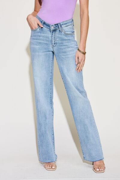 Judy Blue Full Size V Front Waistband Straight Jeans - Flyclothing LLC