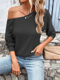 Eyelet Dropped Shoulder Blouse - Trendsi