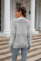 Round Neck Openwork Long Sleeve Pullover Sweater - Flyclothing LLC