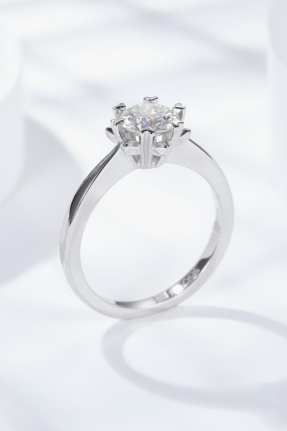 925 Sterling Silver Solitaire Moissanite Ring - Flyclothing LLC