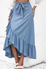 Ruffle Trim Tied Skirt - Flyclothing LLC