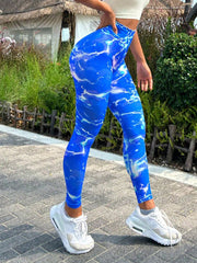 Tie-dye Slim Fit High Waistband Long Active Pants - Flyclothing LLC