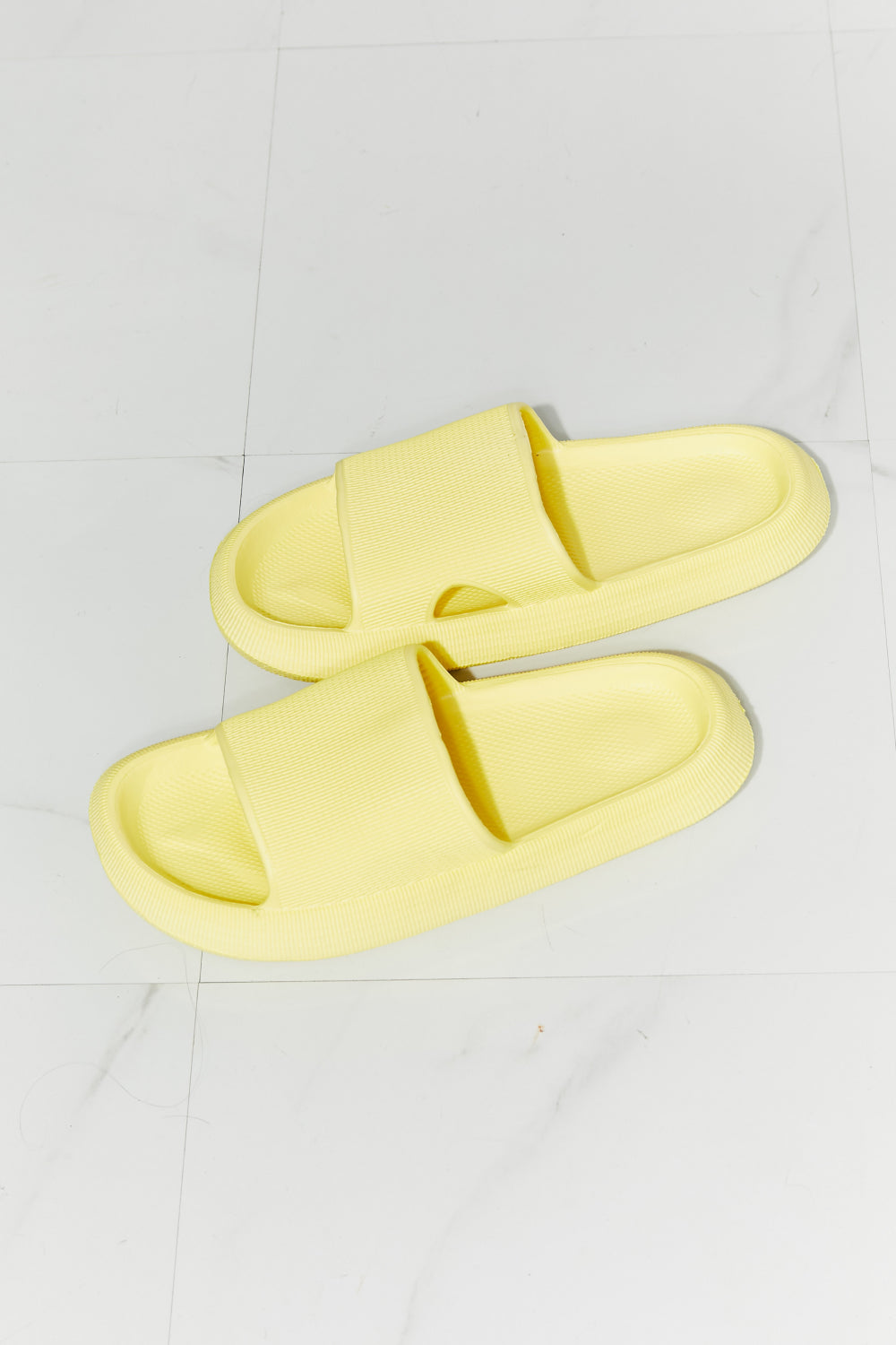 MMShoes Arms Around Me Open Toe Slide in Yellow - Flyclothing LLC