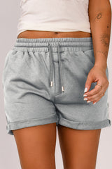 Drawstring Waist Cuffed Shorts - Flyclothing LLC